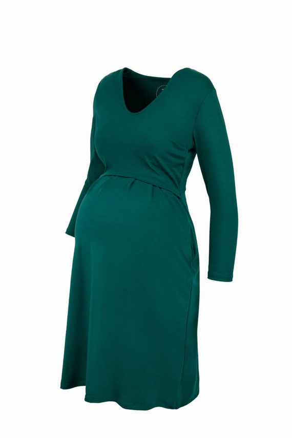 Carry Sukienka ciążowa i do karmienia rękaw 7/8 Milk&Love butelkowa zieleń