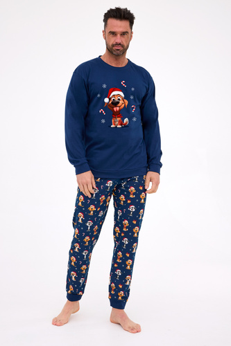 115/294 Dog Piżama męska Cornette – świąteczna, granatowa, bawełna