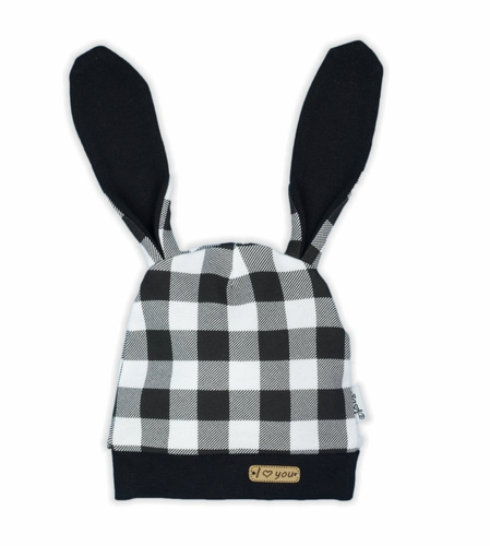 Czapeczka niemowlęca 163358 "Bunny Kratka" Nicol - czarno-biały
