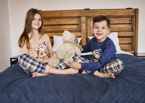 593/174 966/174 Piżama chłopięca Cornette Bears | Bawełna, długi rękaw, spodnie w kratkę