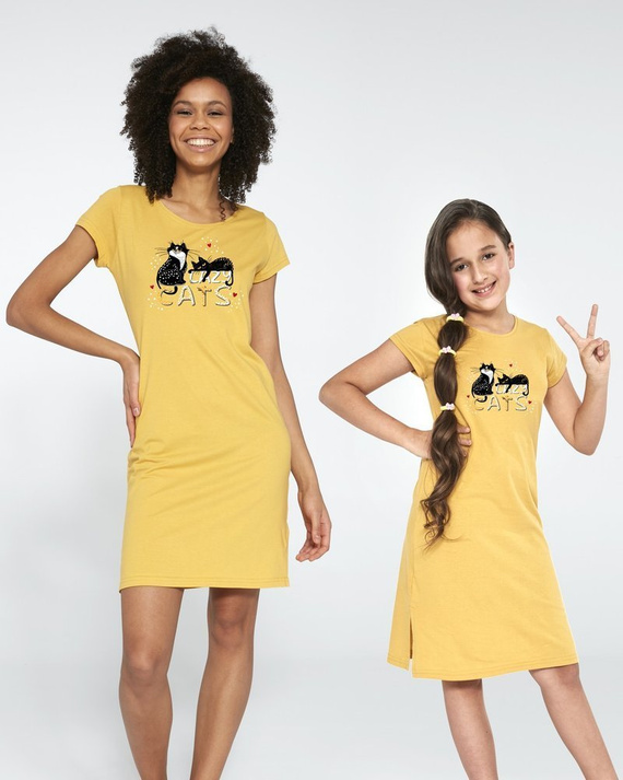494/90, 493/90 Cats 2 Cornette Koszula dziewczęca - żółty