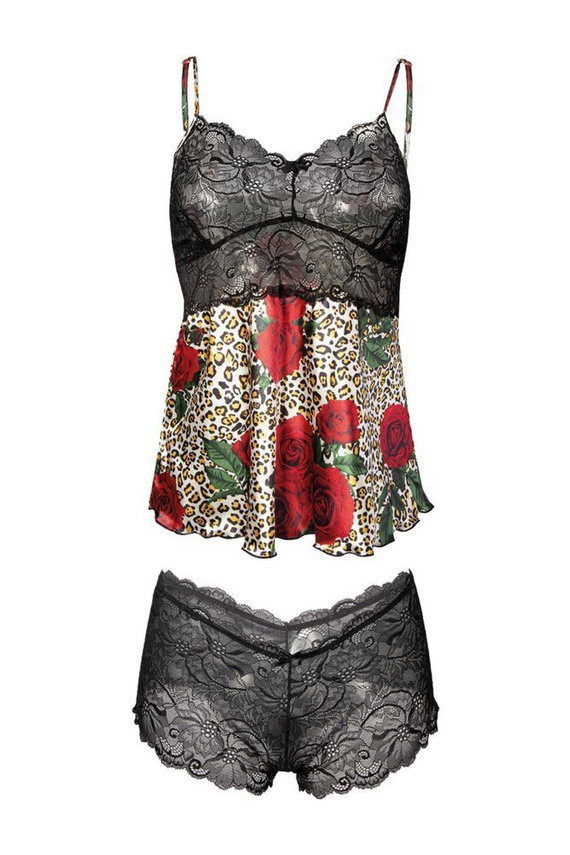 Flowers Komplet piżama damska DKaren DK-KA 005 biały