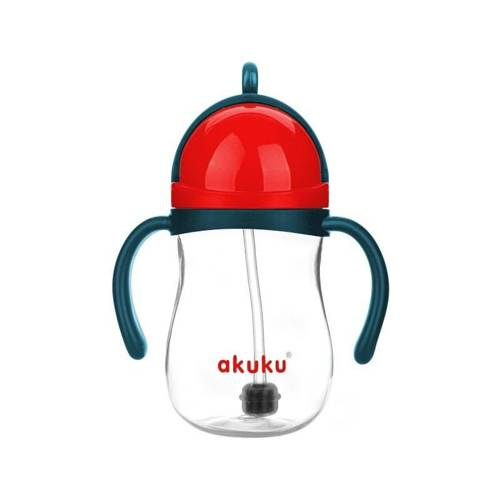 ALA0164 Bidon ze słomką i odważnikiem Akuku czerwony/granat