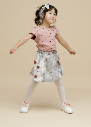 Tres Bien Pinokio Spódniczka dziewczęca - szary kwiaty