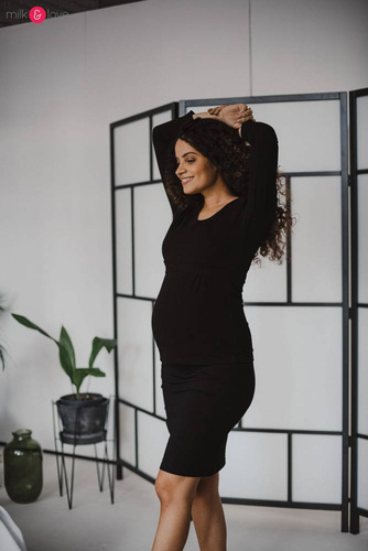 Milk Shirt Bluzka do karmienia i ciążowa z dekoltem w serek czarny