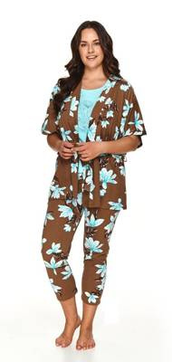 2715 Szlafrok damski wiązany w pasie Taro - brązowy