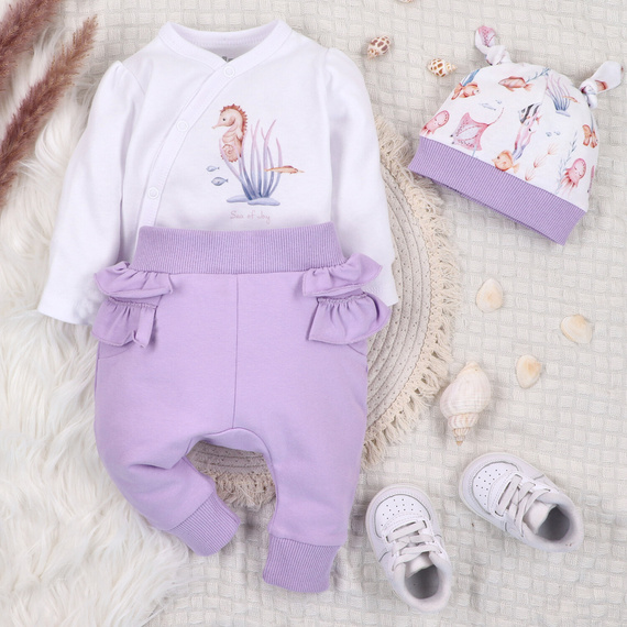 ABN-5472 Underwater World Body kopertowe z długim rękawem Nini biały– bawełna organiczna, dla niemowląt