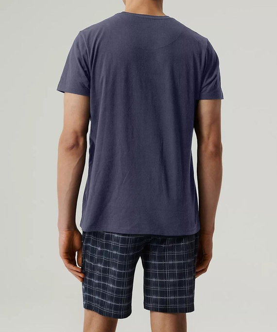NMP-380 Piżama męska krótki rękaw, Atlantic- granatowy
