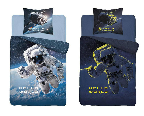 4025 A Fluo 133 Pościel bawełniana świecąca w ciemności kosmonauta Detexpol