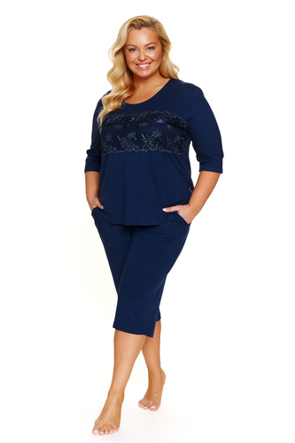 7330 Piżama damska plus size Doctor Nap – elegancja i komfort z wiskozy- navy