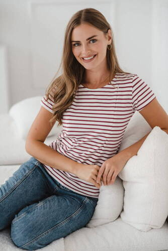 Bluzka do karmienia z krótkim rękawem Milk&Love w paski