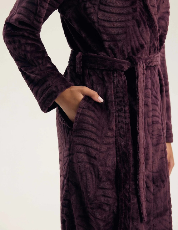 Henderson Gata 45414 Szlafrok Damski Dark Violet Miękki z Kieszeniami
