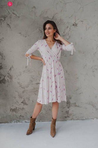 Two Ways MIDI Milk&Love Sukienka ciążowa i do karmienia granatowa w listki