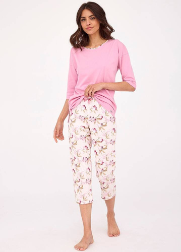 792/416 Ivette Piżama damska 3/4 Cornette różowy