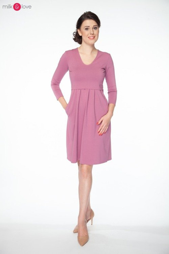 Sukienka ciążowa i do karmienia Carry rękaw 7/8 Milk&Love karminowa czerwień