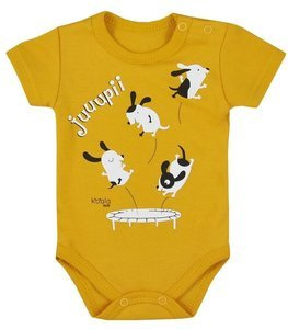 Bawełiane Body  krótki rękaw "JUPI LATO" Koala- żółty
