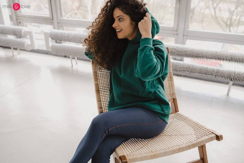 Motherhood Milk&Love bluza do karmienia oversize butelkowa zieleń