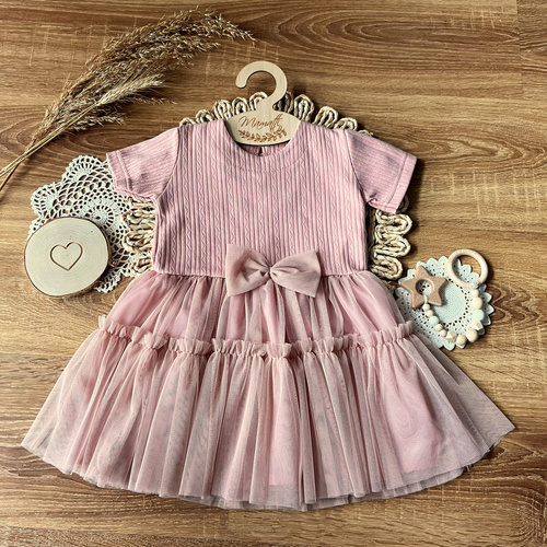 SHAG106 EkoBaby Mamatti Sukienka z krótkim rękawem - różowy