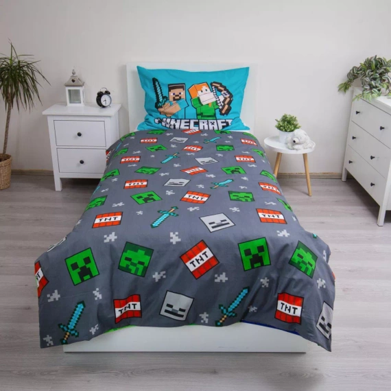 Minecraft „We Got This” Pościel bawełniana Jerry Fabrics – 140x200 cm, 100% bawełna, dwustronna