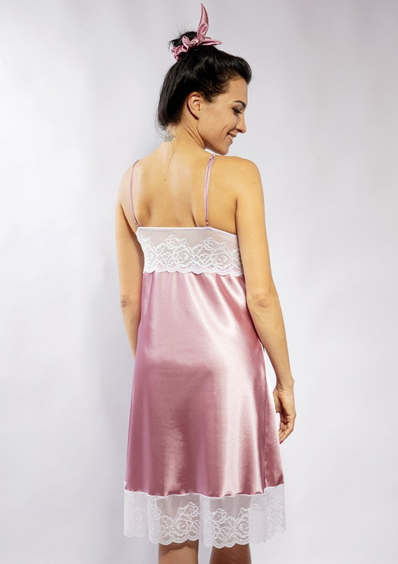 Agatha Halka satynowa koszulka damska DKaren - wrzos/biały