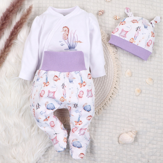 ABN-5472 Underwater World Body kopertowe z długim rękawem Nini biały– bawełna organiczna, dla niemowląt