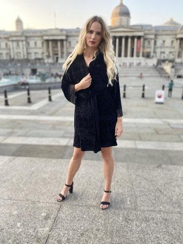 457 Milagros Szlafrok damski Krótki Forex - czarny