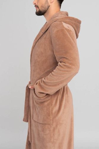 Mimas Szlafrok męski z kapturem Italian Fashion- camel