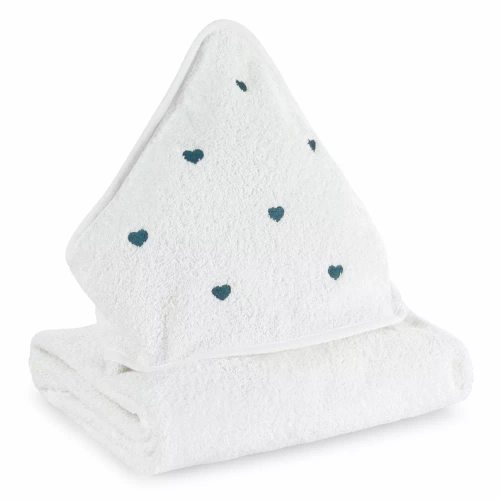 Baby 58 Serca niemowlęce okrycie kąpielowe Eurofirany biały/niebieski