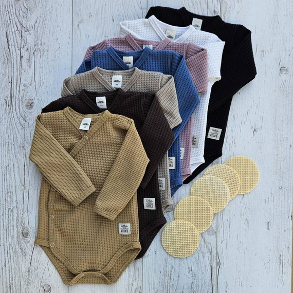 "Natural Waffel" Makoma Body dzidziuś z długim rękawem stone