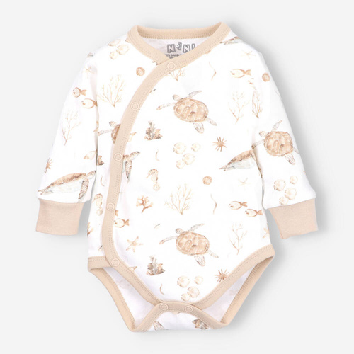 ABK-0015/ŻÓŁ Turtles Komplet niemowlęcy z bawełny organicznej Nini beżowy