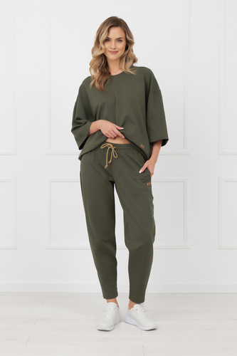 Bluza Kaori Italian Fashion 3/4 rękaw bawełna elastan- ciemny oliwkowy