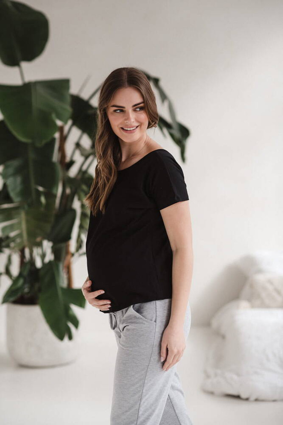 Two Ways Milk&Love bluzka ciążowa i do karmienia z krótkim rękawem czarny