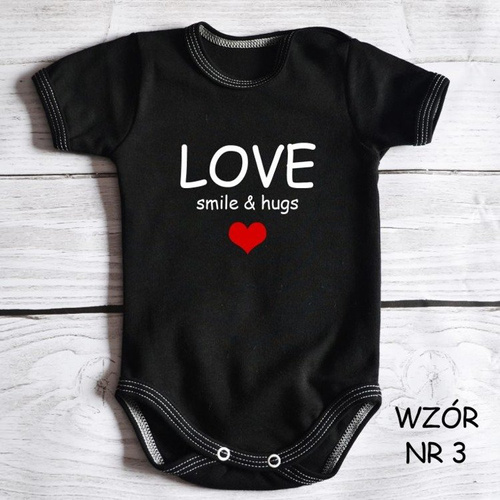 Body krótki rękaw "Love smile & hugs " Moocha biało-różowe