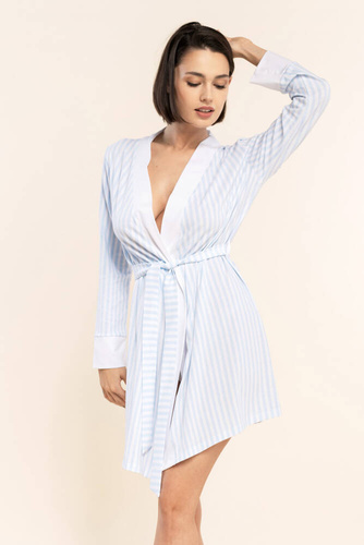 50 Paski Szlafrok damski Bonamera niebieski 