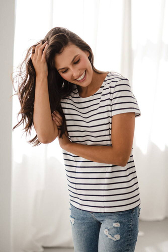 Bluzka do karmienia z krótkim rękawem Milk&Love w paski