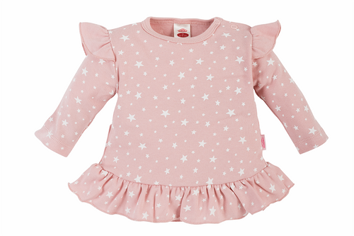 "Stars" Makoma Tunika z falbanką pudrowy róż