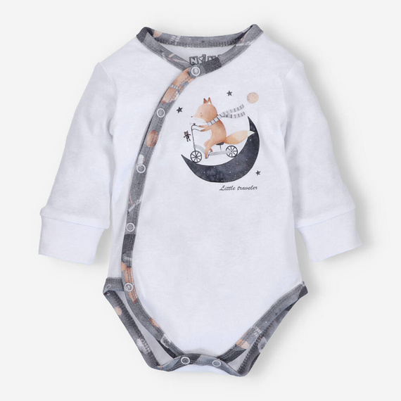 ABN-4621 Space Tour Body kopertowe z bawełny organicznej Nini biały 