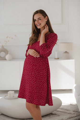 Lovely Dress Midi Milk&Love sukienka ciążowa i do karmienia czerwona w groszki