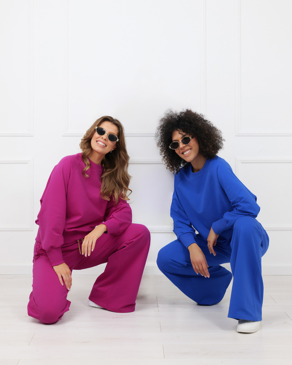 Komplet dresowy damski Margo Italian Fashion – bawełna- jeżynowy