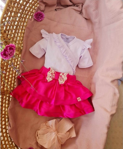 362F Calinka Body rozpinane z krótkim rękawem Marija - jasny fiolet