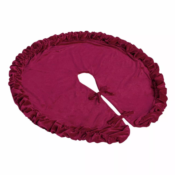 Dywanik pod choinkę 80 cm bordowy welurowy NL24 – eleganckie wykończenie świątecznej dekoracji