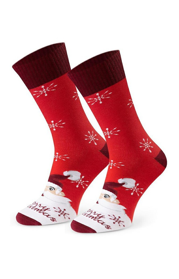 Art.136 Skarpety świąteczne męskie Steven czerwony 161 – wzory bożonarodzeniowe, bawełna