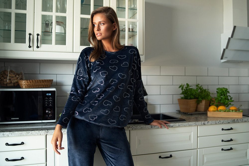 Eliksir Komplet Damski dł. rękaw, dł. spodnie Italian Fashion granat 