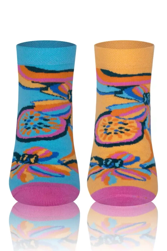 S141S Zanzi Italian Fashion Skarpety stopki - tuskusowy/żółty/różowy