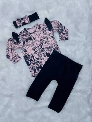 Kotki Bambarillo Body z długim rękawem pudrowy róż-granat