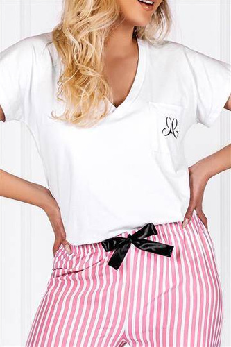 Jennifer piżama damska Momenti Per Me white-pink