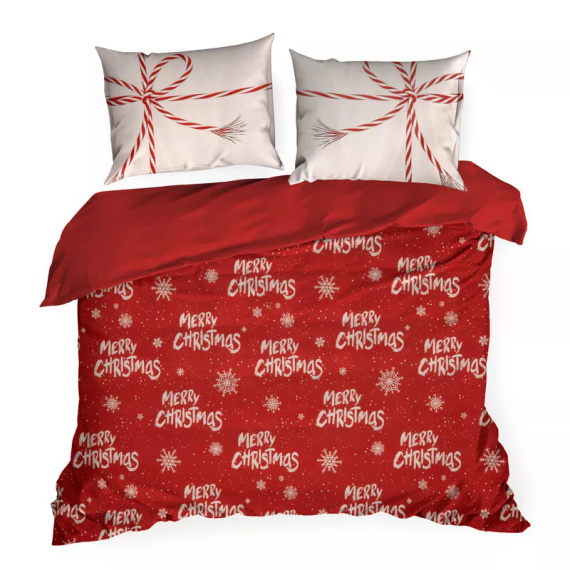 Kevin Pościel świąteczna Merry Christmas z mikrowłókna Eurofirany czerwony