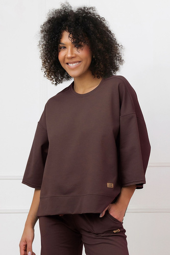 Bluza Kaori Italian Fashion 3/4 rękaw bawełna elastan- brązowa