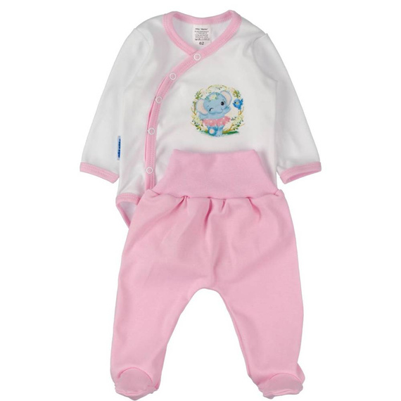 Wesoły słonik Martex Komplet body z półśpiochem różowy