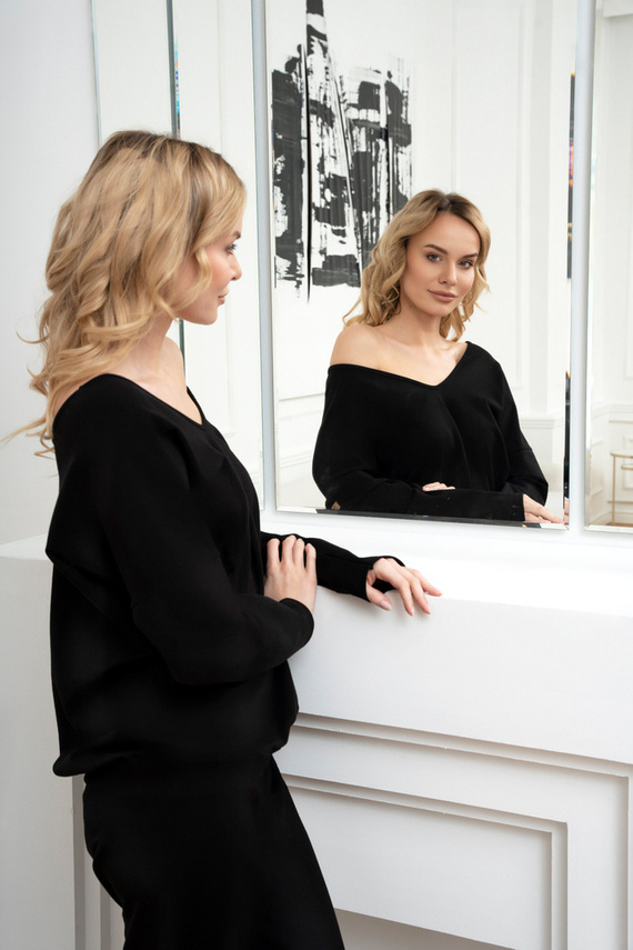 Karina Komplet Damski długi rękaw, spodnie Italian Fashion - czarny